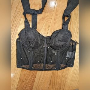 8. NWT LPA MESH EMBELLISHED CORSET WITH TIE STRAPS